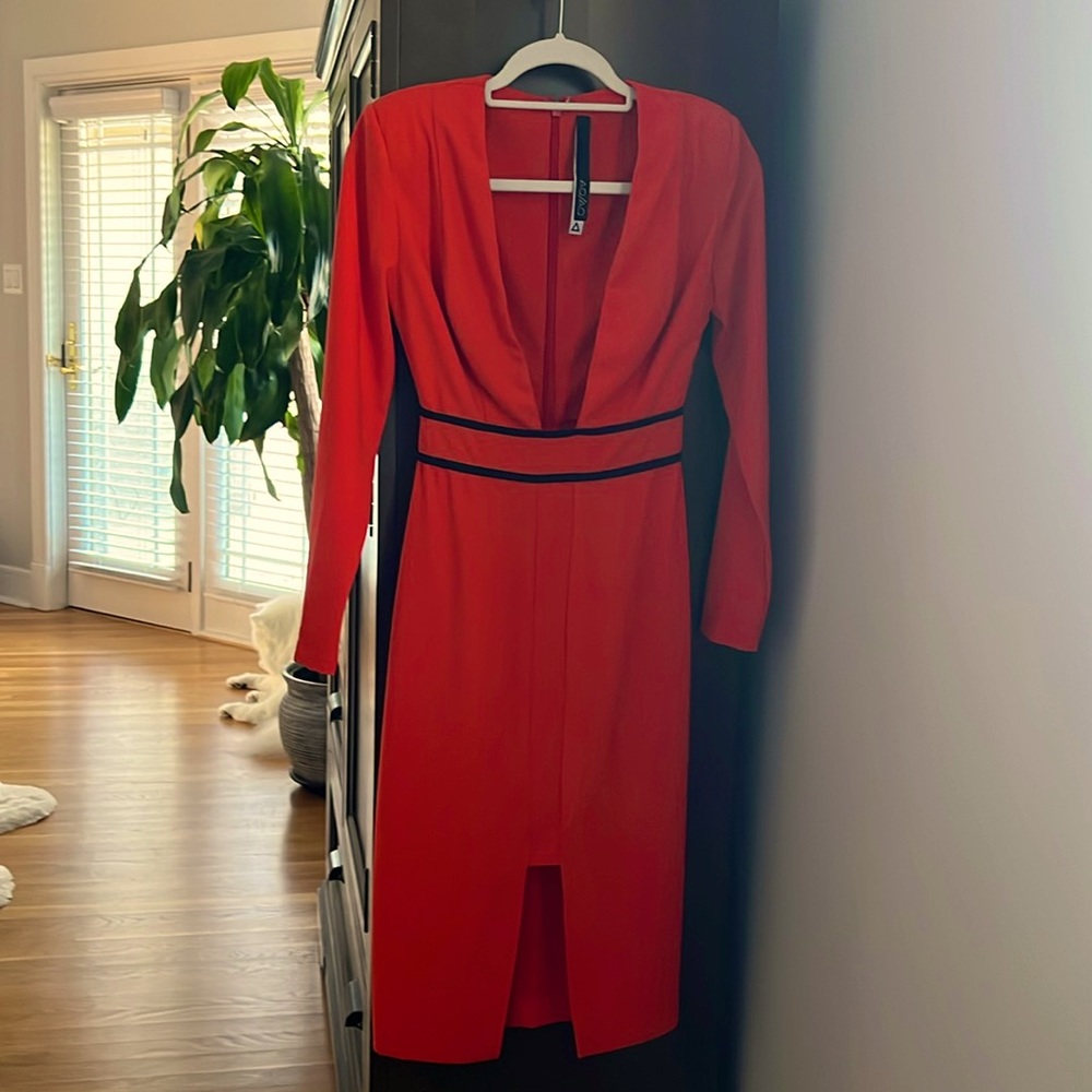 AQ/AQ shoulder pad midi dress